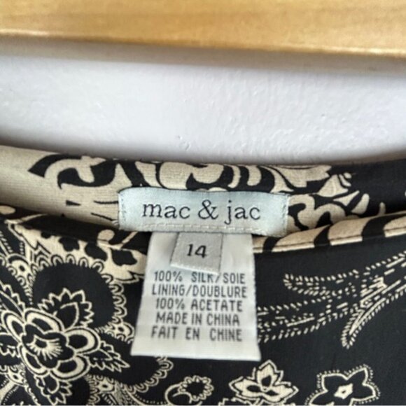Mac & Jac Silk Floral Embellished Knee High Skirt Size 14 Black Tan - Picture 5 of 10
